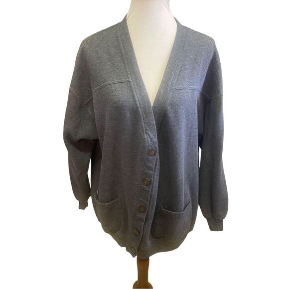 Cascade Blues Gray Long Sleeve V-Neck Button Front Cardigan Size X-Large-EUC - Picture 2 of 10